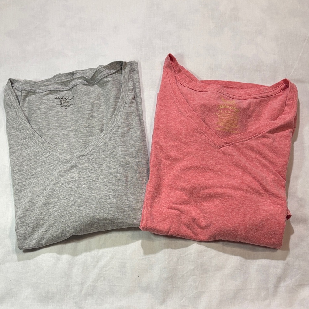 Faded Glory Short Sleeve and Derek Heart Long Sleeve Tee Shirt Bundle Size 3X